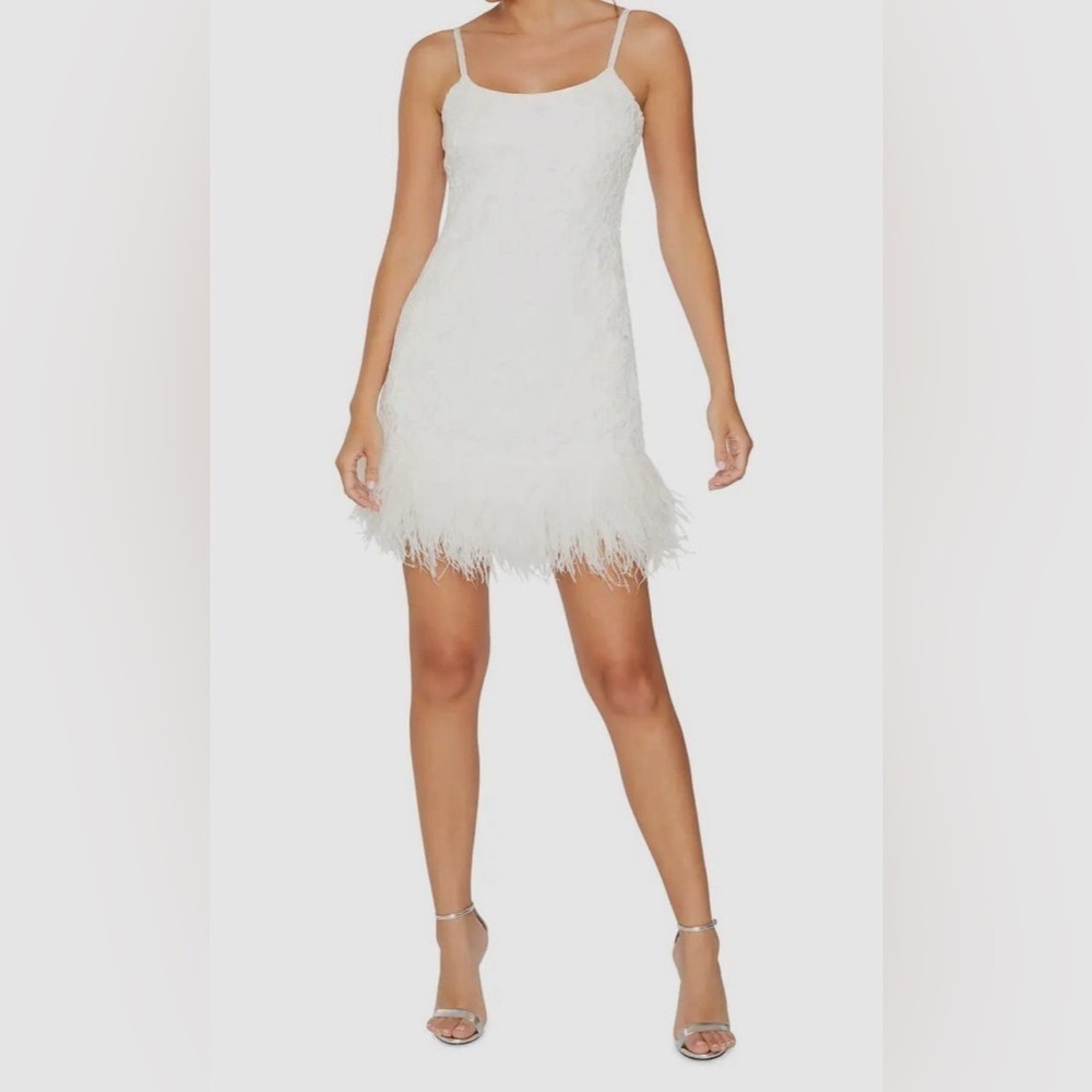 Likely Mari Dress - Feather Trim Cocktail Minidress